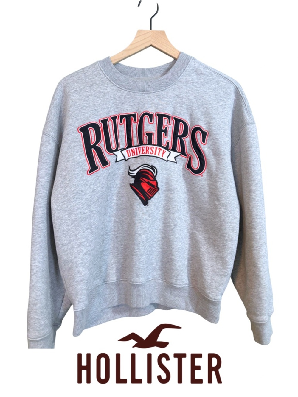 Hollister Gray Crewneck Sweatshirt Rutgers University